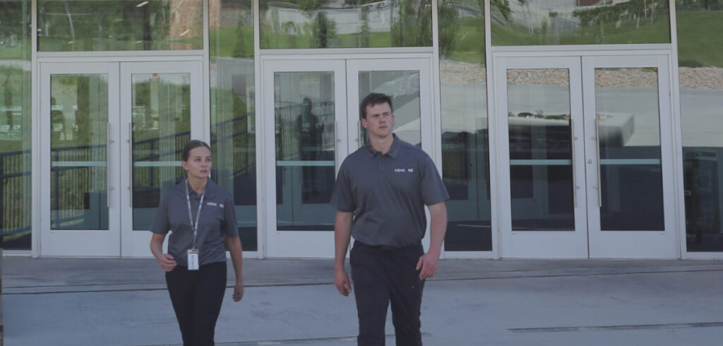 security escorts patrolling the facility