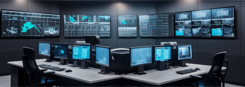 Access control security room keeping oversight.