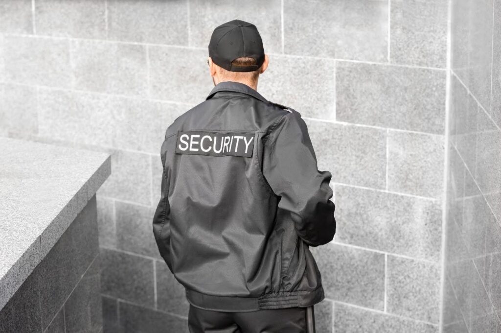 A cleared armed guard patrolling as part of our security service.