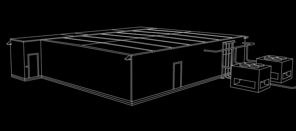 Outline of one of Cencores modular shelters that utilizes HEMP & EMI sheilding