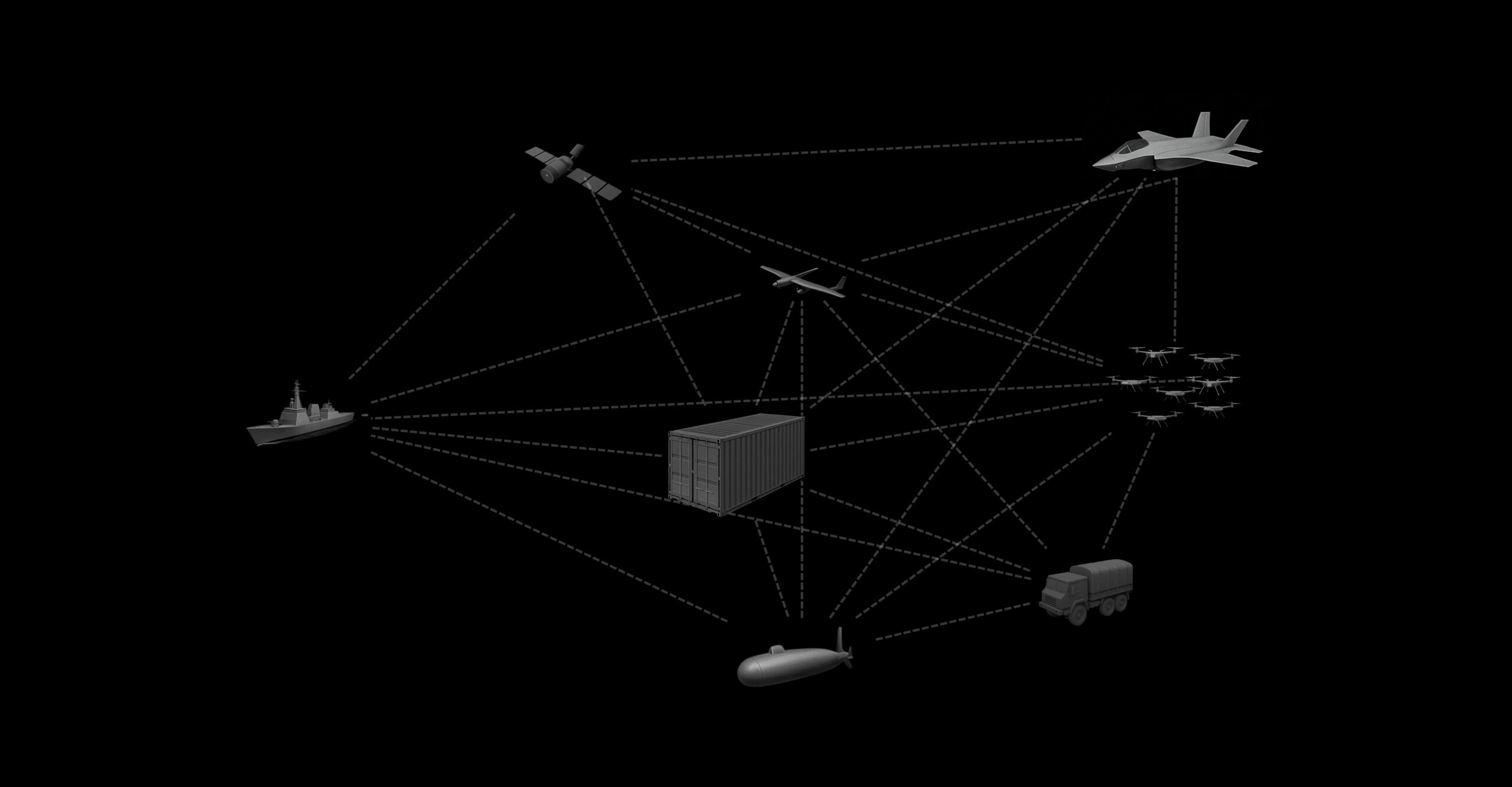 Graphic showing JADC2 network connections with CenCore’s SCIF in a Box as the backbone enabling secure comms and mission integration.