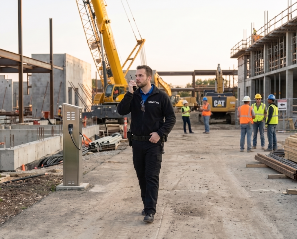 CenCore Cleared American Guard Surveying secure construction site