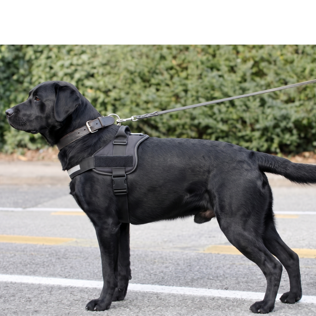 A patrol K9 working alongside security personnel.