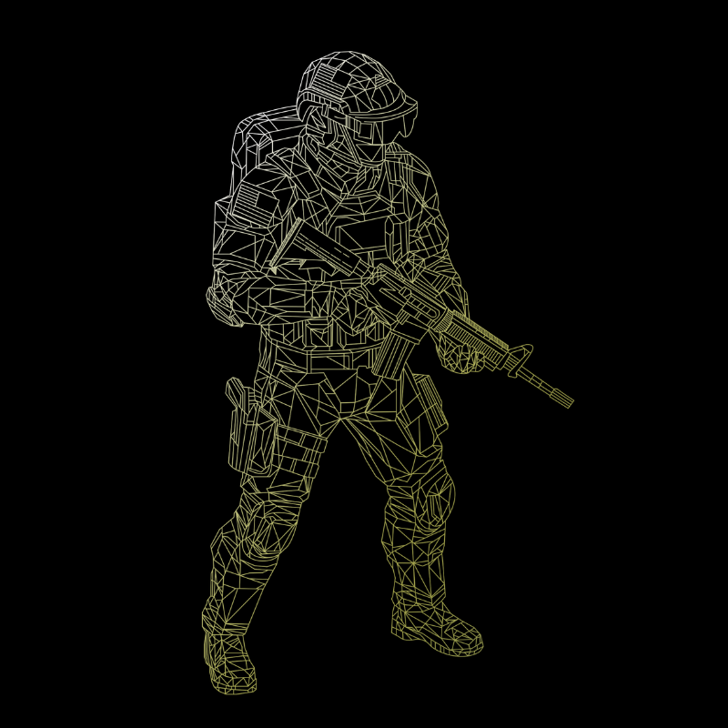 A warfighter representing American defense.