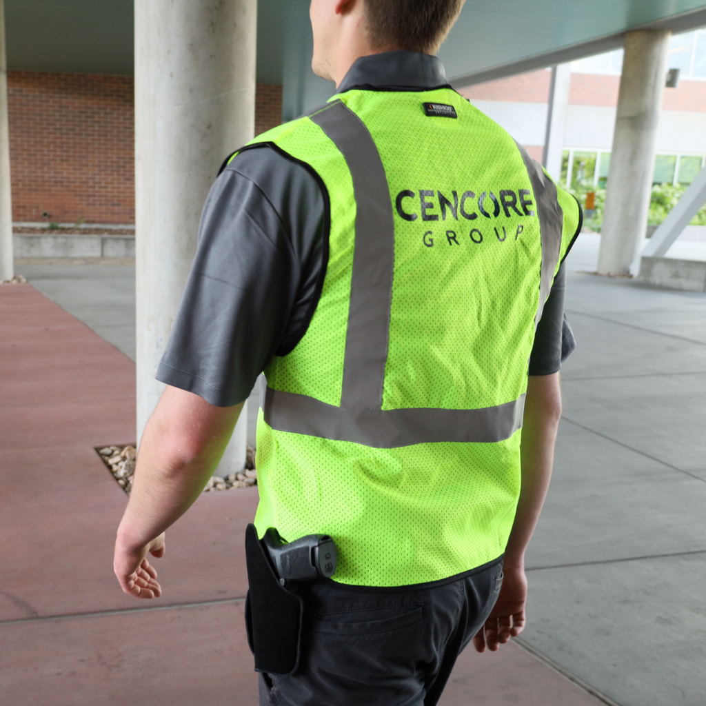 Cleared armed guard patrolling a secure facility.